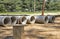 Row of concrete drainage culverts