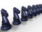 A row of dark blue chess knights