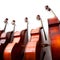 Row of double basses against a wall on square picture