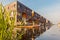 Row of Dutch modern canal houses in Almere