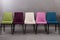 Row of five modern dinning chairs isolated on gray background. Furniture series.