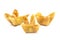 Row of Fried Stuffed Wontons on a White Background