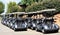 Row of golf carts or buggies
