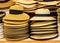 Row of hats on shelves