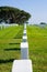 Row of headstones at a cemetery