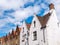 Row of historic gables of houses along Oude Gentweg in Bruges, Belgium