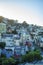 Row of historic houses in the downtown neighborhoods and districts of san francisco california in late evening shadow