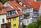 A row of historic houses in the old town of Schlitz Vogelsberg, Germany