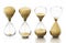 Row of hourglasses isolated on white background. 3D illustration