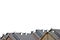 Row house roofs panorama, large detailed isolated panoramic multiple condos rooftop roofscape closeup