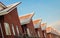 Row of houses in a street called Vista in the city of Almelo The Netherlands