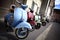 Row of Italian mopeds parking