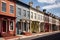 a row of italianate styled townhouses emphasizing corbels