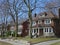 Row of large old  detached brick houses