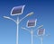 Row of LED street lamp with solar panel