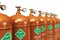 Row of liquefied helium industrial gas containers