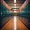 Row of Lockers in Hallway. Generative AI.