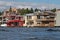 Row of luxury two-story houseboats