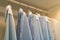 Row of the man and woman shirts on the hanger