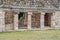 Row of Mayan architectural pillars, in the archaeological area of Ek Balam