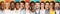 Row Of Mixed Millennial People Faces Smiling Over Colored Backgrounds