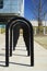 Row of modern bicycle racks