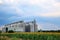 Row of modern granaries for storing cereal grains