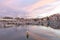 The row of moored yachts in the seaside town, Old port marina of La Ciotat, Provence, Southern France