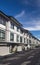 A row of a new townhouses. External facade of a row of colorful modern urban townhouses.brand new houses just after construction o