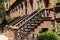 Row of Old Brownstone Homes in Lincoln Square of New York City with Staircases