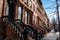 A Row of Old Colorful Brownstone Townhouses in Fort Greene Brooklyn New York