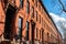 A Row of Old Colorful Brownstone Townhouses in Fort Greene Brooklyn New York