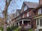 Row of old urban houses with gables