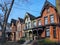 Row of old Victorian style brick houses