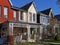 Row of old Victorian style brick houses