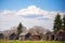 Row of old wooden sheds