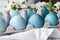 Row of ombre blue Easter eggs