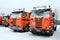 Row of Orange Scania Trucks