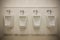 Row of outdoor urinals men public toilet room