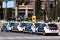 Row of police cars in the town of Barcelona