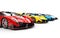 Row of race supercars