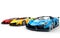 Row of race supercars - blue car closeup