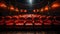 Row of red chairs in an auditorium. Generative AI.