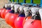 Row of red sea bouy.