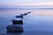 Row of Rocks on Sandy Beach