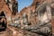 Row of ruin buddha statue in wat chai wattanaram, ayutthaya, thailand