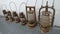 A row of storm lantern davy lights