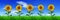 Row of sunflowers on green grass - panorama