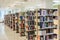 Row of textbooks in the large bookshelf in Chul