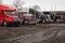 Row of Tractor Trailers